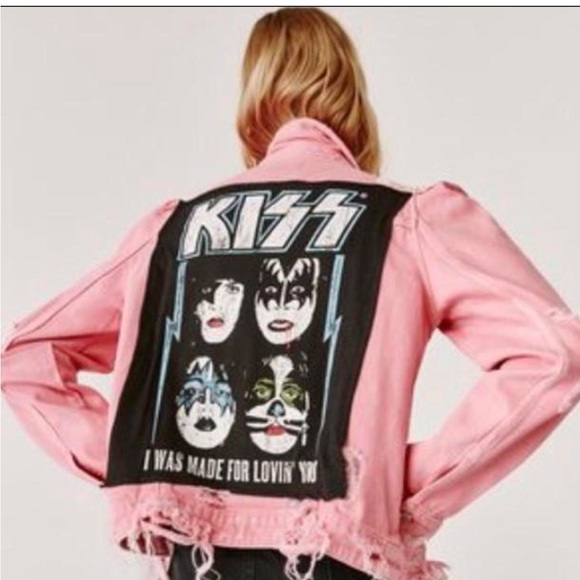 Zara Jackets & Blazers - Pink distressed KISS jacket